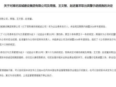 潍坊滨城建设集团及三高管被出具警示函，未及时披露2024年报违规
