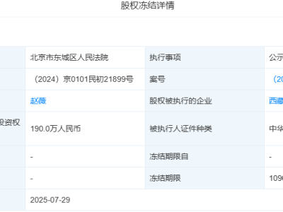 赵薇，1590万元股权再被冻结